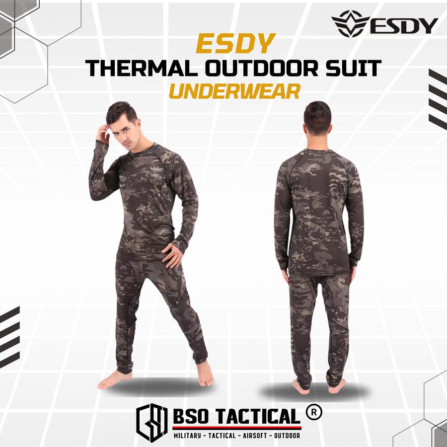 Baju Celana ESDY Tactical Outdoor Thermal Underwear Suit Compression Long John Kaos Pant Spandex Safety Handsock