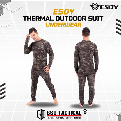 Baju Celana ESDY Tactical Outdoor Thermal Underwear Suit Compression Long John Kaos Pant Spandex Safety Handsock