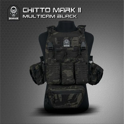 Durhaim Chitto Mark II Plate Carrier Tactical Vest Multicam Black Full Set Rompi Outdoor - ORIGINAL