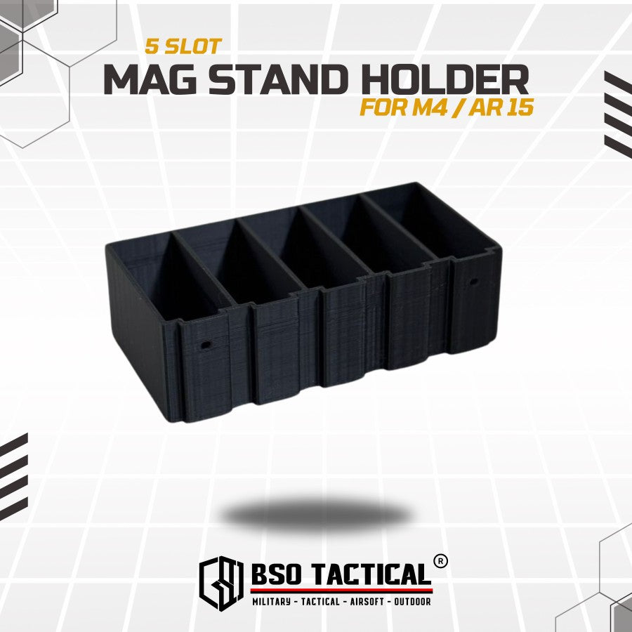 BSOTAC Tactical Mag Stand Holder 5 Slot for 556 AR15 M4 Storage Organizer Outdoor