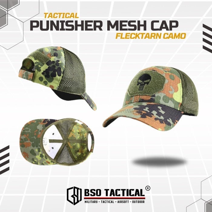 Topi Velkro Punisher Tactical Outdoor Mesh Hat Ripstop Allsize