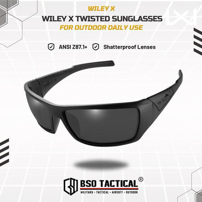 Kacamata Olahraga Outdoor Wiley X Twisted Riding Casual Sunglasses Matte Black Smoke Lens ORIGINAL