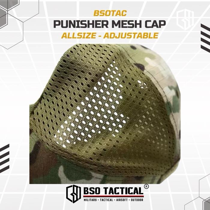 Topi Velkro Punisher Tactical Outdoor Mesh Hat Ripstop Allsize