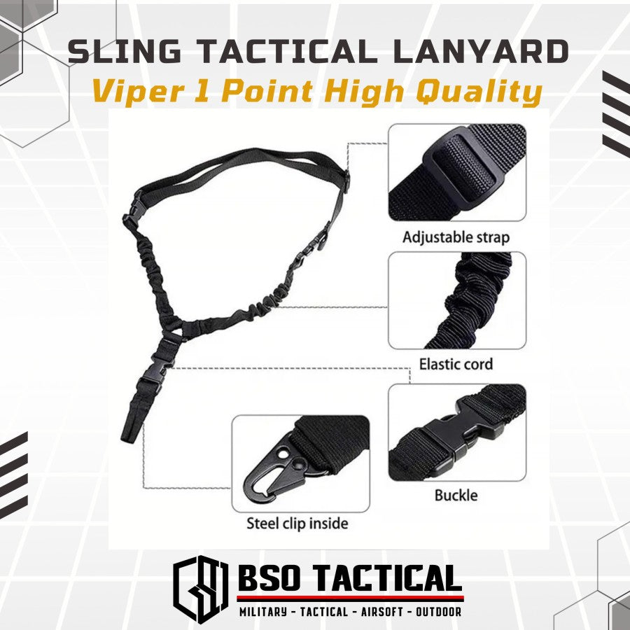 Sling Tactical Lanyard Viper 1 Point Strap Adjustable Metal Hook