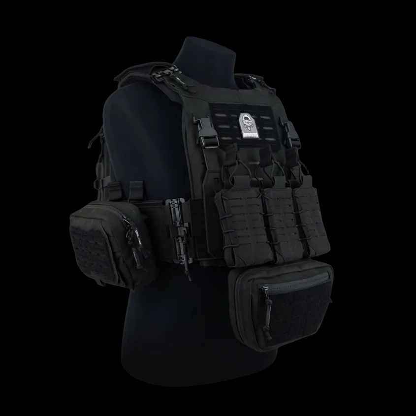 Durhaim Black Chitto Mark II Plate Carrier Tactical Vest Full Set Rompi Outdoor - ORIGINAL