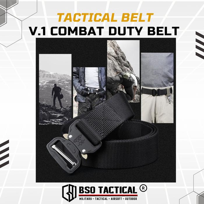 Ikat Pinggang Tactical Style V.1 Outdoor Duty Belt Metal Buckle Hitam dengan Bahan Nylon Quick Dry dan Desain Tanpa Lubang