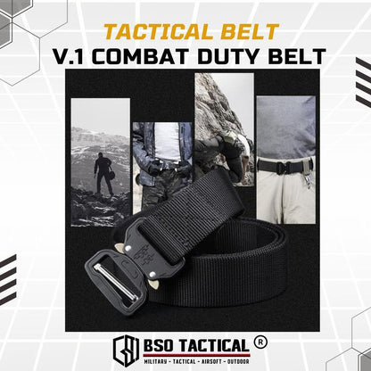 Ikat Pinggang Tactical Style V.1 Outdoor Duty Belt Metal Buckle Hitam dengan Bahan Nylon Quick Dry dan Desain Tanpa Lubang