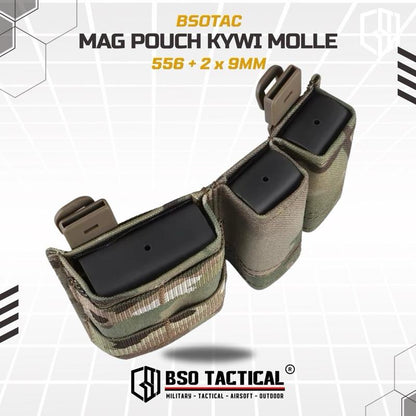 WoSport Kywi 3 Slot MG Pouch Double 9mm Single 556 Molle untuk Ikat Pinggang Tas Rompi Backpack Molle Multifungsi