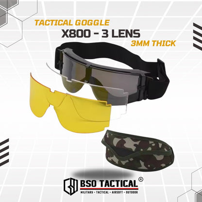 Goggle GX1000 With 3 Lens Outdoor Tactical Style Eye Protection