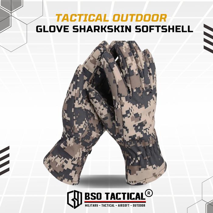 Sarung Tangan Thermal Outdoor Glove Sharkskin Softshell Sport Camo Full Finger Waterproof Windproof Fleece Bahan Nylon Polyester Polar Hangat