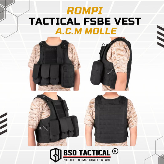 Rompi Outdoor FSBE Molle Outdoor Vest Body Protection with Pouch for Outdoor Gym Hyrox Fitness Olahraga Luar Ruangan Sport