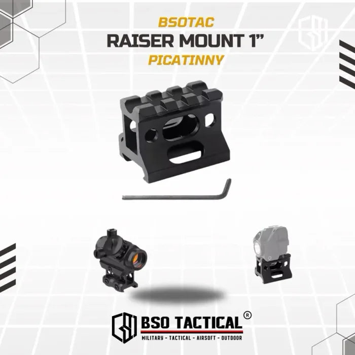 Riser Mount 1” Picatinny Rail 3 Slot Full Metal for Optic Laser Senter Flashlight