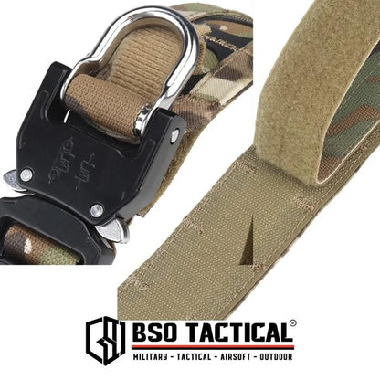 Ferro Style Bison Tactical Belt 2 Layer Quick Detach Metal Buckle IPSC Outdoor Multicam & Black 500D CORDURA Nylon Ringan dan Profil Rendah