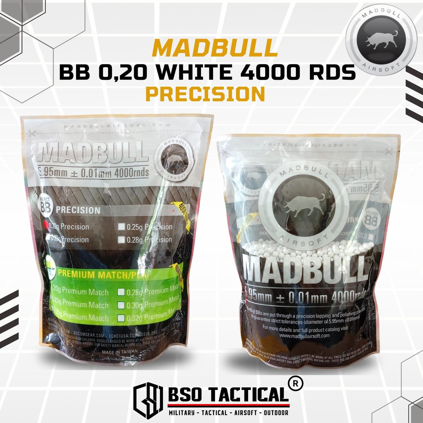 Madbull BB Precision 0.20 0,20 White 4000 rds Airsoft - ORIGINAL