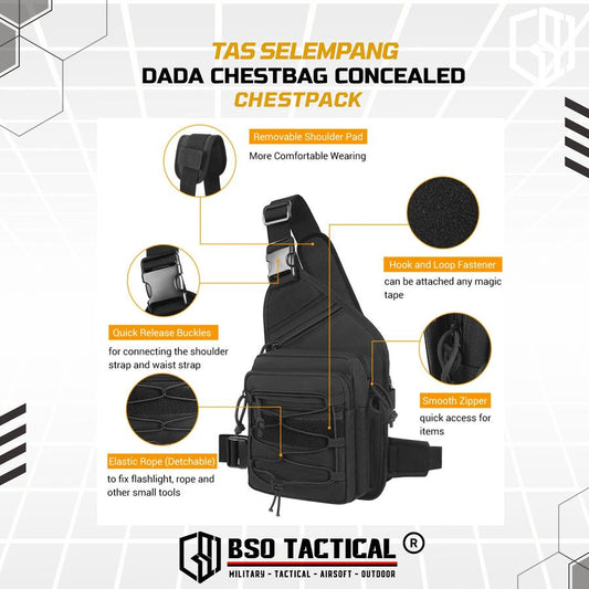 Tas Selempang Dada Tactical Chestbag Concealed Sling Chestpack