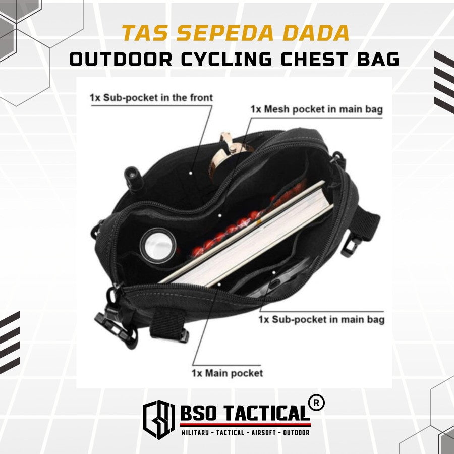 Tas Sepeda Dada Outdoor Cycling Chest Bag Tactical Chest Rig Bag Gym Hyrox Fitnes 600D Nylon Durable Adjustable
