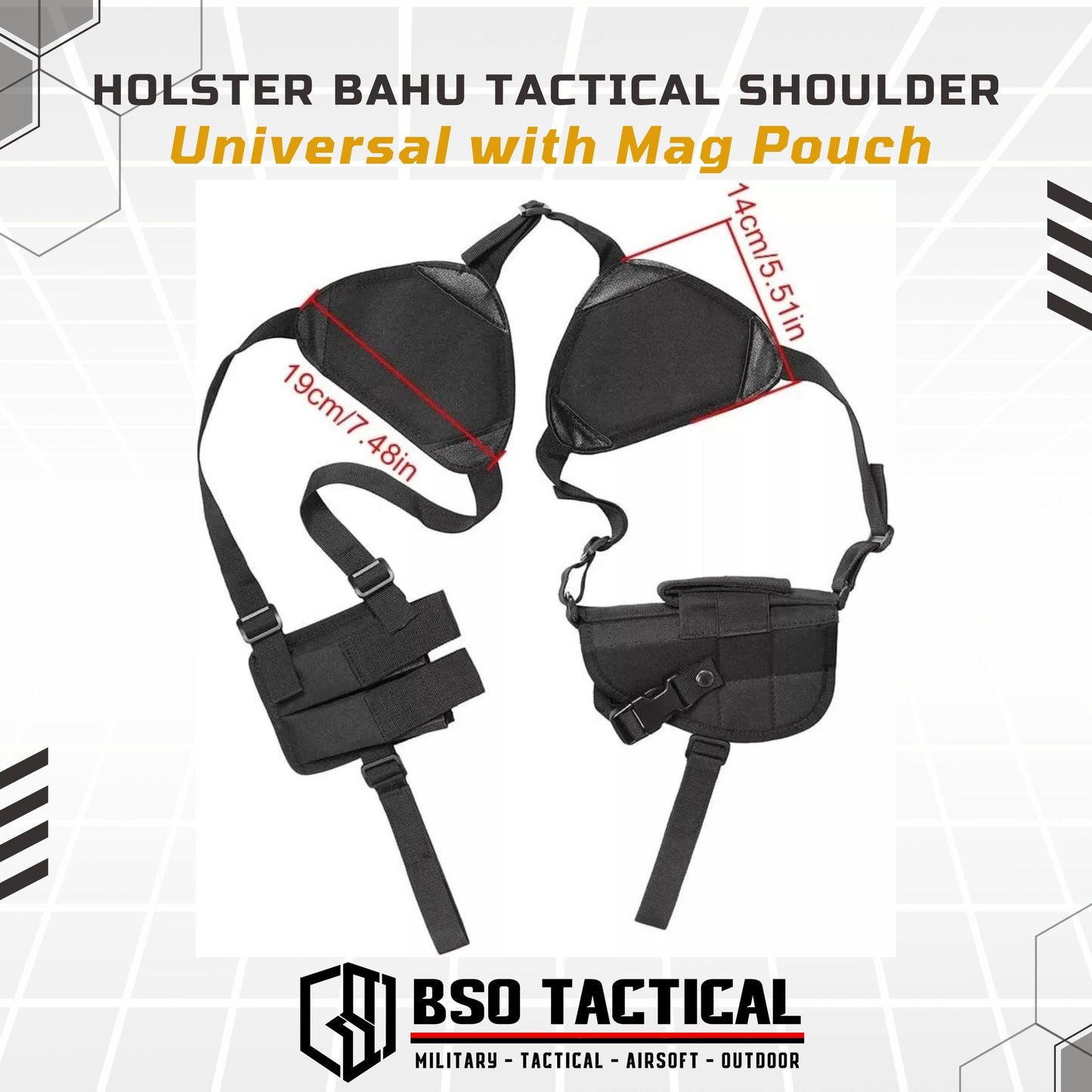 Holster Bahu Tactical Shoulder Universal with Mag Pouch Low Profile