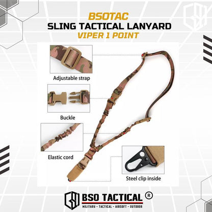 Sling Tactical Lanyard Viper 1 Point Strap Adjustable Metal Hook