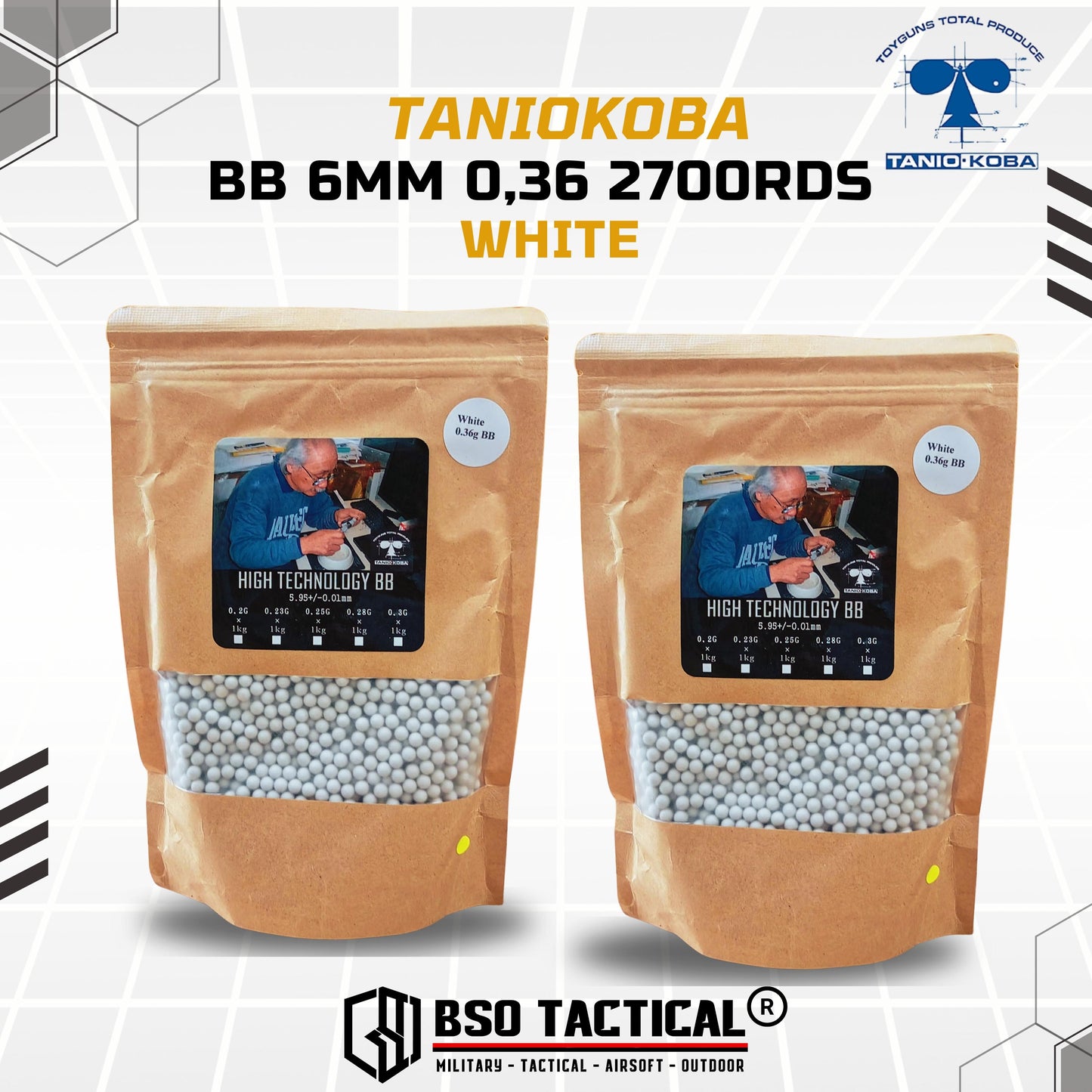 BB Airsoft Taniokoba 6mm White 0.36 0,36 2700rds High Precision - ORIGINAL