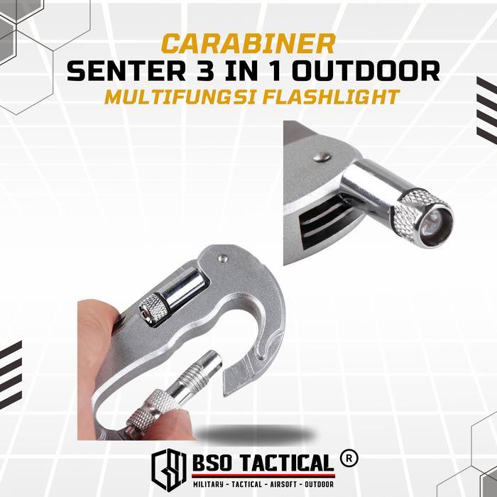 Carabiner Senter 3 in 1 Outdoor Multifungsi Flashlight EDC Gear Camping