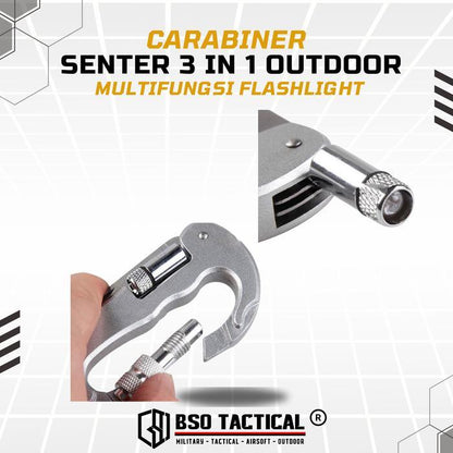 Carabiner Senter 3 in 1 Outdoor Multifungsi Flashlight EDC Gear Camping