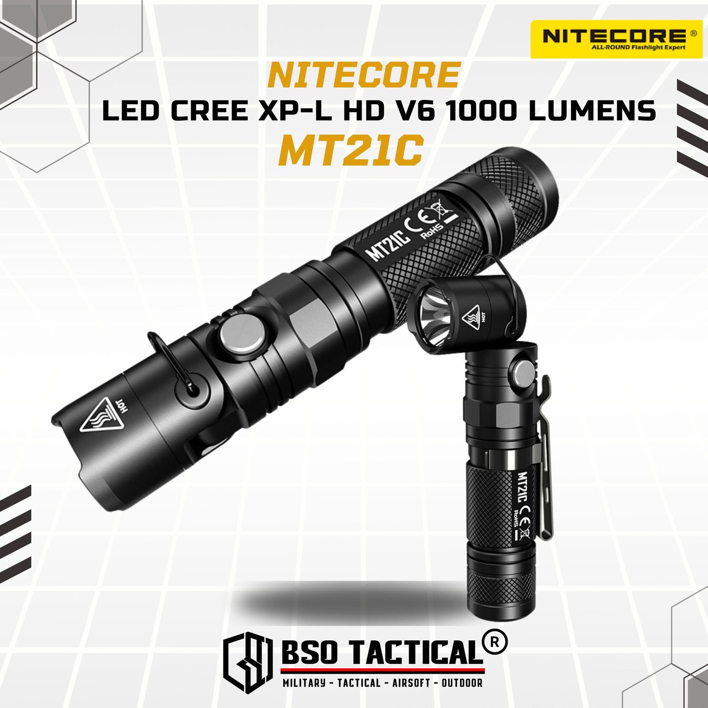 Nitecore MT21C Senter Tactical LED CREE XPL HD V6 1000 Lumens Flashlight - ORIGINAL