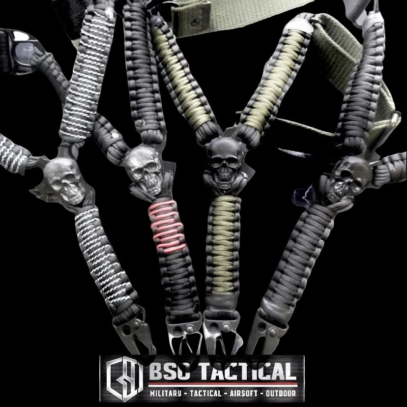 Tali Sandang Rangercord Sling Paracord Skull Custom Handmade 1 Point Metal Multifungsi Outdoor