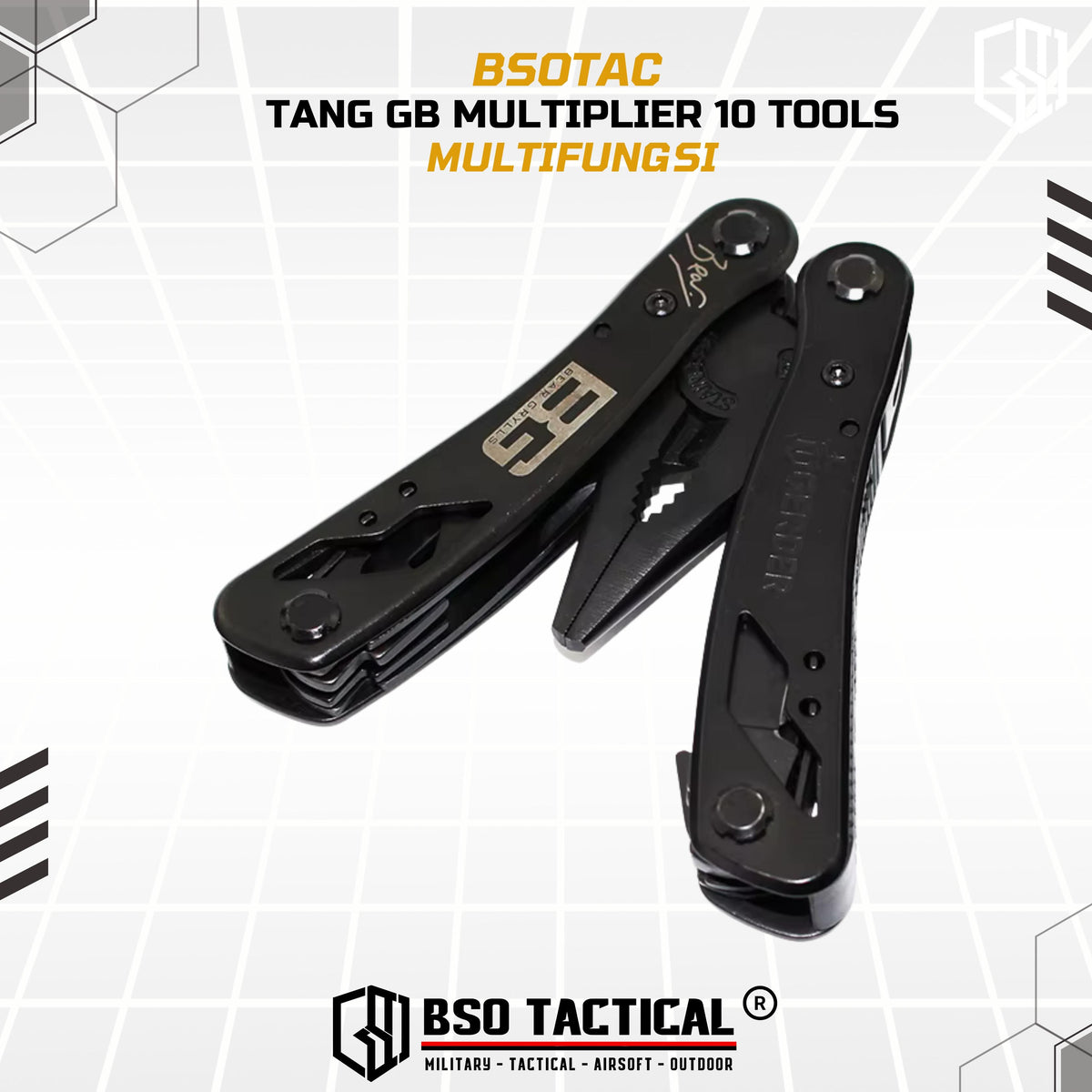 Tang GB Multiplier 10 Tools Butterfly Opening Kit Multifungsi + Bonus Black Stainless Steel