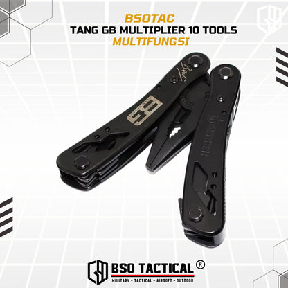 Tang GB Multiplier 10 Tools Butterfly Opening Kit Multifungsi + Bonus Black Stainless Steel
