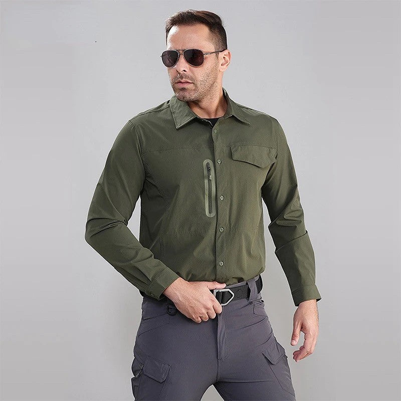 Kemeja Parasut Tactical Quick Dry Combat Long Sleeve Shirt Outdoor Casual Pria