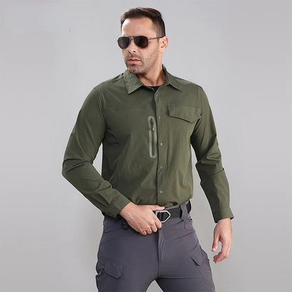 Kemeja Parasut Tactical Quick Dry Combat Long Sleeve Shirt Outdoor Casual Pria