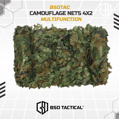 Kain Jaring Camouflage 4X2M Sarung Mobil Nets Camping Forest Outdoor Tent