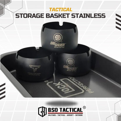 Asbak Storage Kotak Tactical Basket Ashtray Stainless Laser Engrave