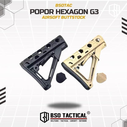 BD Tactical Popor G3 Hexagon Adjustable Nylon Buttstock AEG WGG GBBR Airsoft