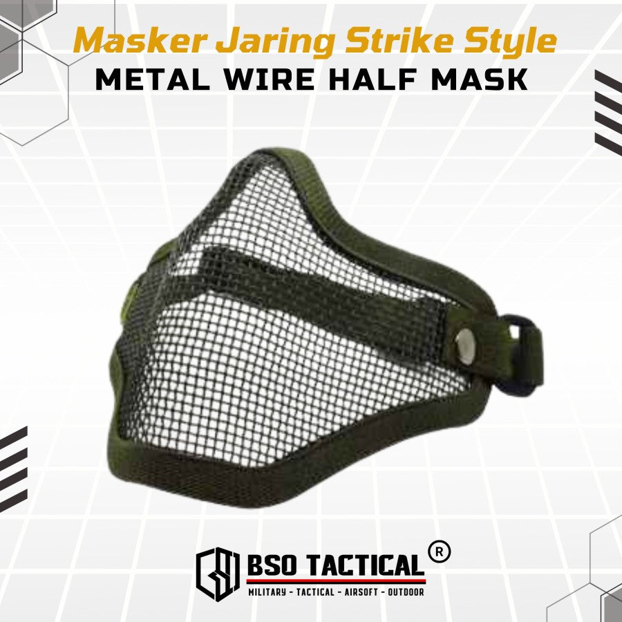 Masker Jaring Strike Style Metal Wire Half Mesh Mask Face Protection