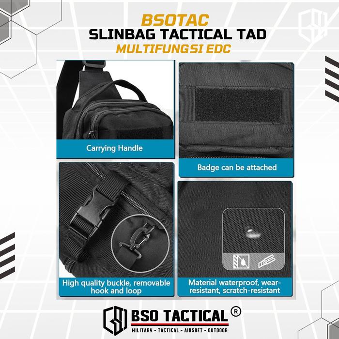 BSOTAC Tas Selempang Tactical Sling Bag EDC Casual Day Pack Laser Cut New Model dengan Kapasitas Besar dan Sistem MOLLE untuk Aktivitas Outdoor - Portable