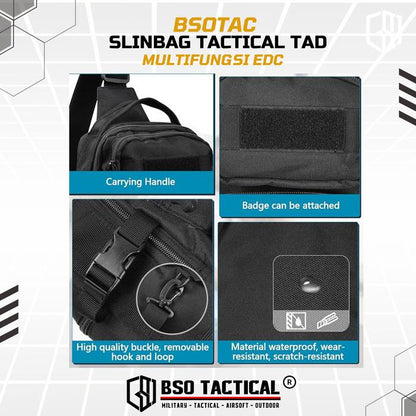 BSOTAC Tas Selempang Tactical Sling Bag EDC Casual Day Pack Laser Cut New Model dengan Kapasitas Besar dan Sistem MOLLE untuk Aktivitas Outdoor - Portable