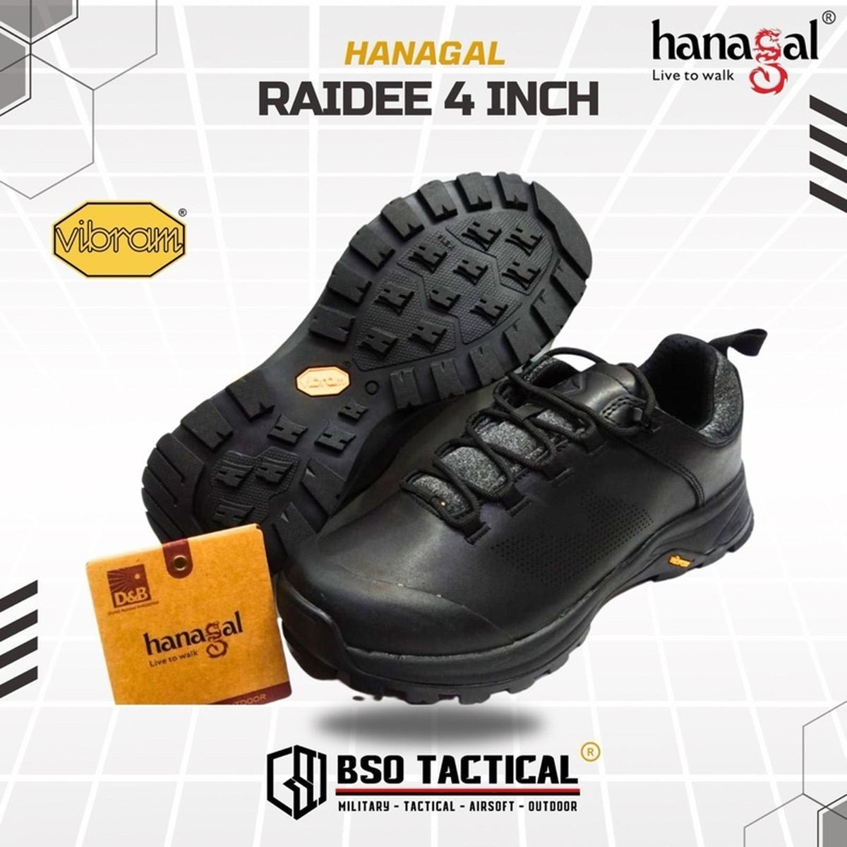 Sepatu Outdoor Hanagal Raider 4" Hiking Hunting Low Boots Vibram ORI