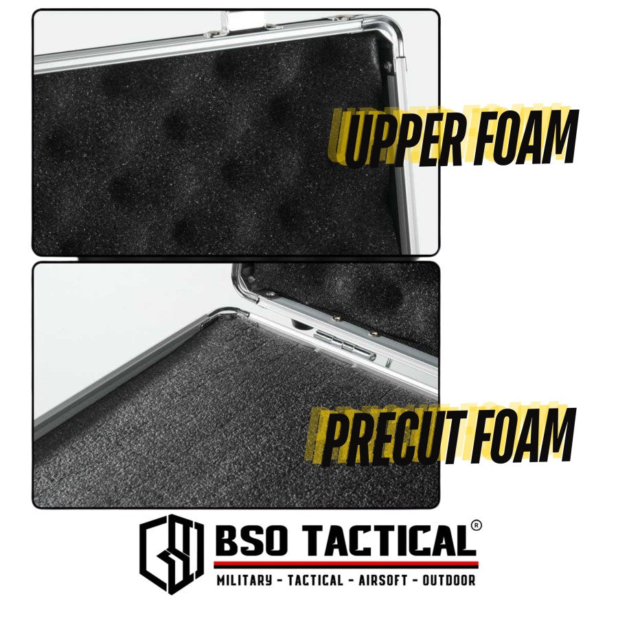 Koper Portable Multifungsi Alumunium Safety Tool Box with Key Precut Foam Case