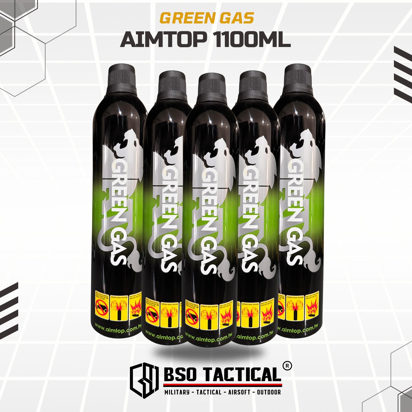 Green Gas AIM TOP Airsoft Arms ETGG 1100ML Silicon Oil Added ORIGINAL