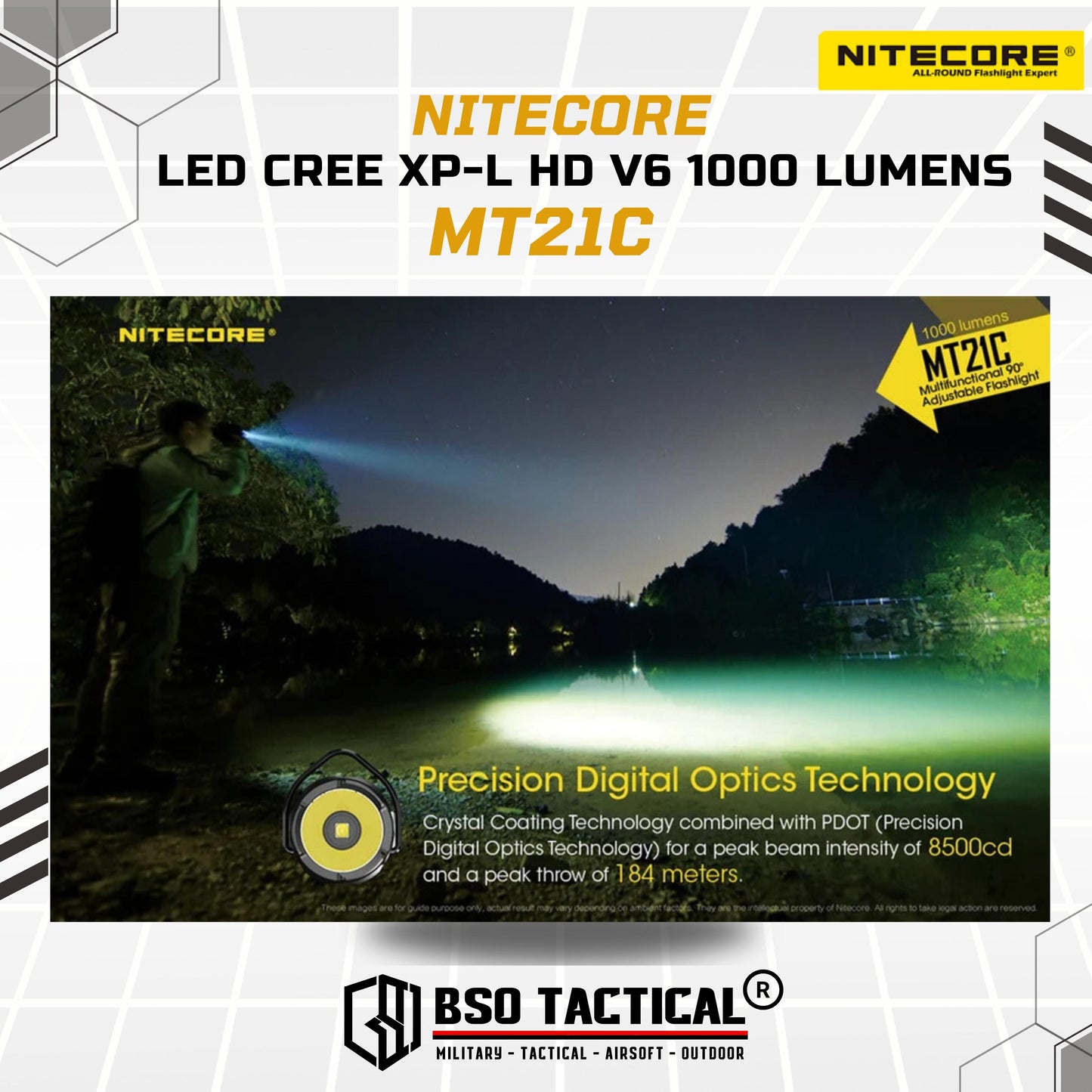 Nitecore MT21C Senter Tactical LED CREE XPL HD V6 1000 Lumens Flashlight - ORIGINAL