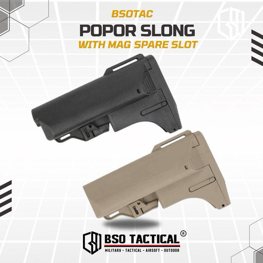 Popor Tactical Slong Style With Mag Spare Slot for Airsoft AEG GBBR WGB Buttstock