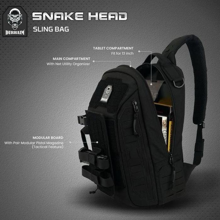 Tas Tactical Sling Bag Durhaim Snake Head Outdoor Daily EDC Bag - ORIGINAL
