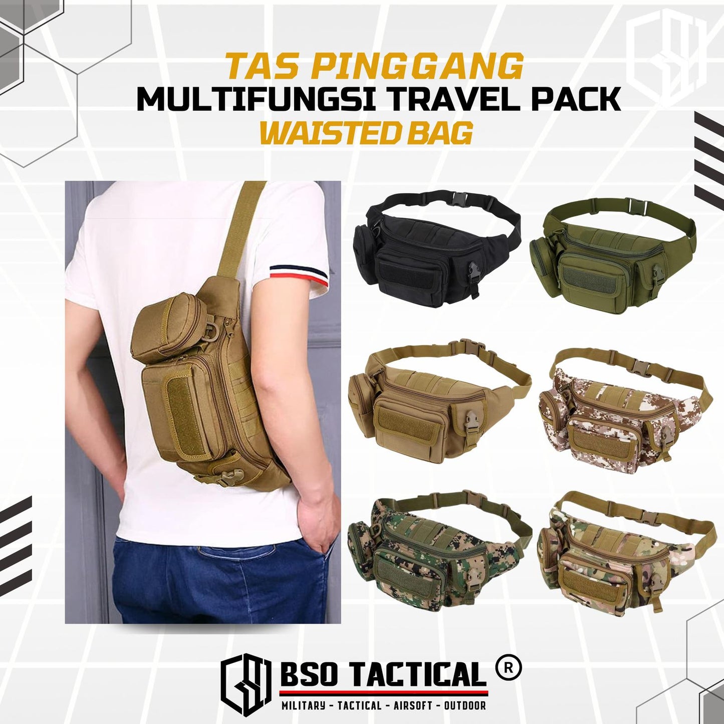 Tas Pinggang Multifungsi Travel Pack Waisted Bag Outdoor Nylon 500gr