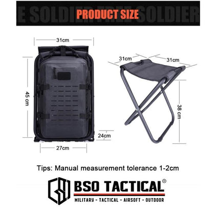 Freec Pack Tactical Outdoor Backpack Chair Camping Hiking Bag Molle