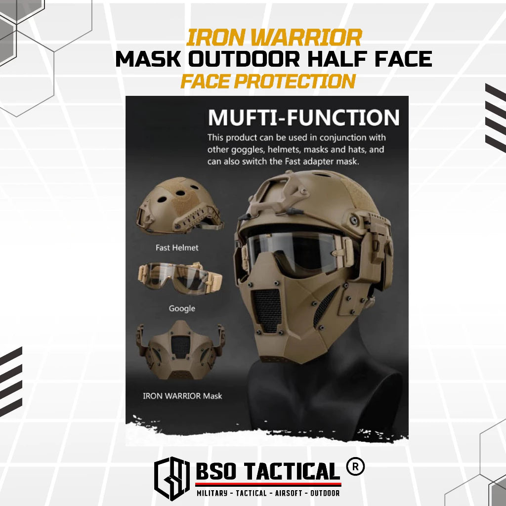 Tactical Mask Iron Warrior Half Face Protection Helmet Accesories