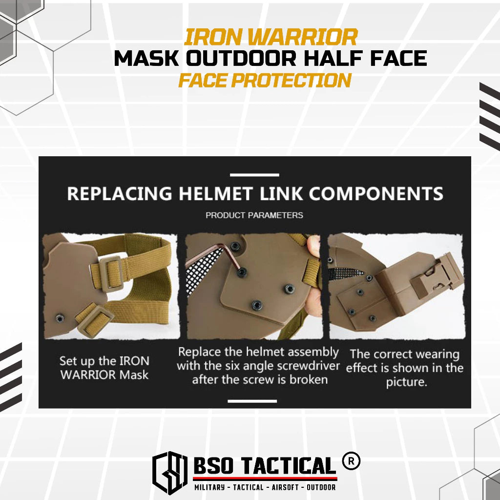 Tactical Mask Iron Warrior Half Face Protection Helmet Accesories