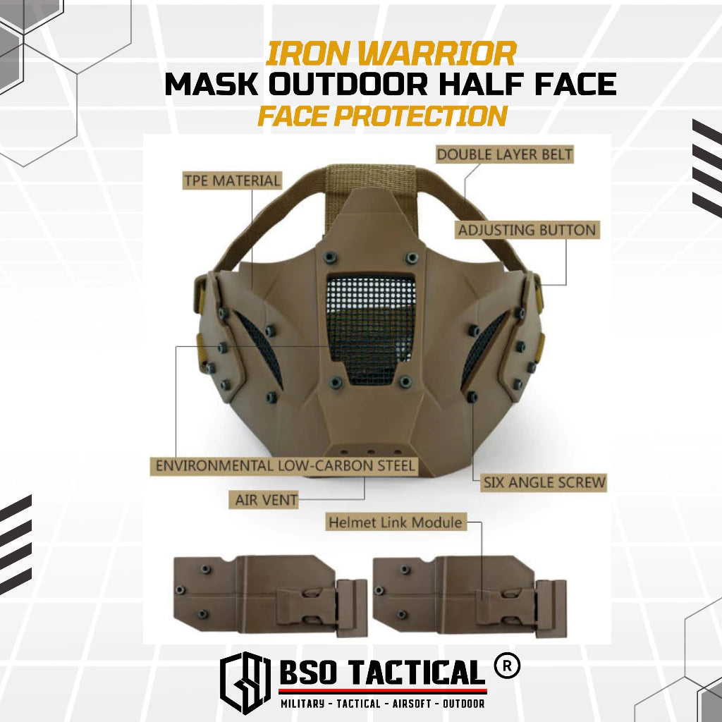 Tactical Mask Iron Warrior Half Face Protection Helmet Accesories