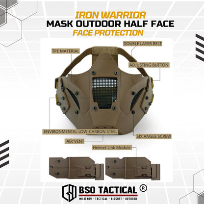 Tactical Mask Iron Warrior Half Face Protection Helmet Accesories