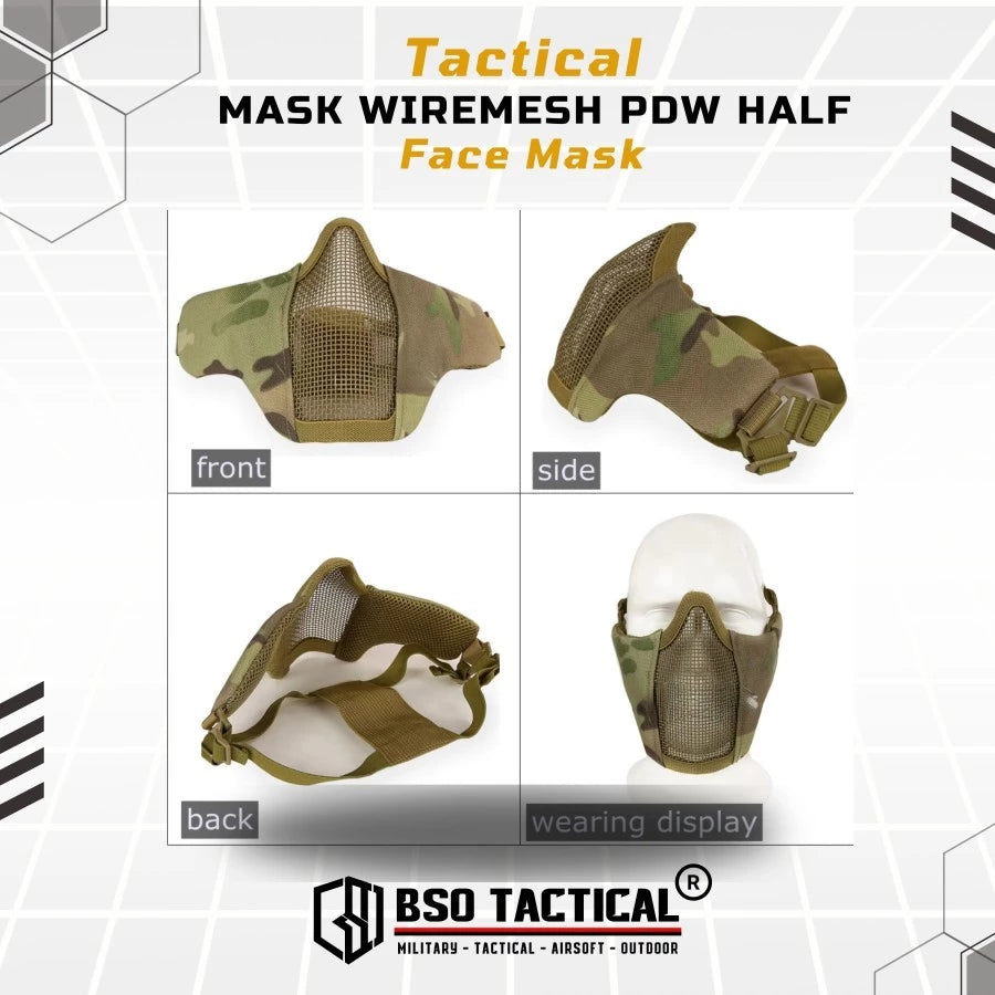 Emerson Gear Tactical Mask Wiremesh PDW Half Face Mask Masker Jaring